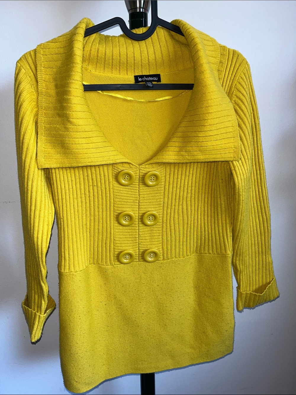 Le Château Mustard Yellow Ribbed Sweater